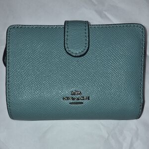 Coach Teal Small Leather Wallet - Coach Logo